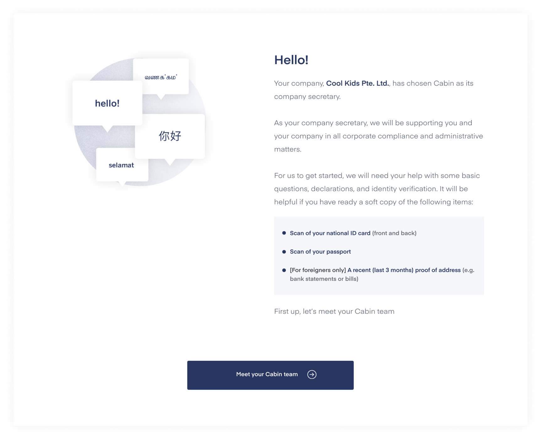 Simple incorporation process